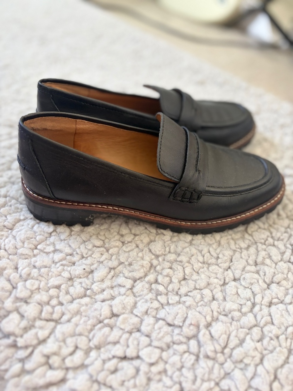 Madewell Leather Black Loafers Size 8